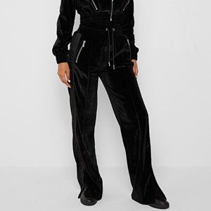 Maniere De Voir VELOUR & NYLON TROUSERS - BLACK